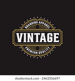 Circular Vintage Border Frame Vintage Royal Crown Badge Emblem Stamp Label Logo Design