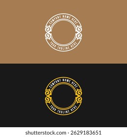 Circular Vintage Border Frame Vintage Royal Crown Badge Emblem Stamp Label Logo Design Vector
