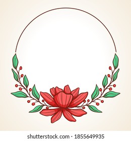 Circular vintage floral hand drawn frames. For wedding invitations and  greeting cards