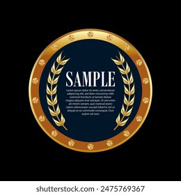 Circular vintage frame with gold vector laurel wreaths on dark background
