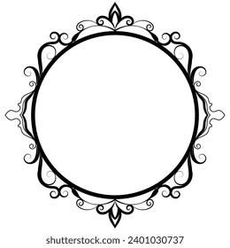 Circular vintage frame for wood carving, mirror making.