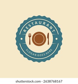 Circular vintage restaurant logo badge and emblem with slight color