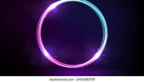 Diseño de Vector de fondo de luz de neón azul violeta circular en eps 10