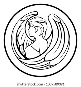 A circular Virgo angel horoscope astrology zodiac sign icon