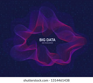 Circular visualization of big data, artificial intelligence. Flow concept and data transmission.