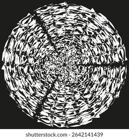 Circular vortex illustration. Abstract swirl pattern. Hypnotic radial motion. Vector optical illusion.