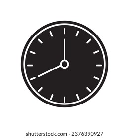Icono circular de reloj de pared, símbolo, logotipo ilustración plana sobre fondo blanco..eps