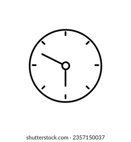Circular wall clock line icon, outline vector sign flat illustration on white background..eps
