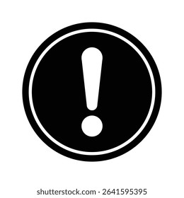 Circular Warning Icon Vector, Exclamation Mark in Circle.