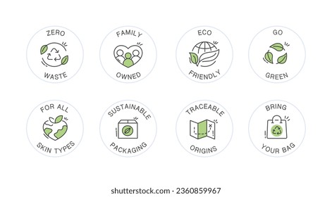 Circular waste reduction symbols. Sustainable circular icons.Green  vector illustrations. Eco-conscious circular graphics. Waste minimization symbols. Eco-friendly lifestyle icons.