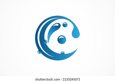 circular water splash icon logo template