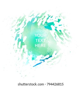 Circular watercolor frame. Sea print. Vector illustration.
