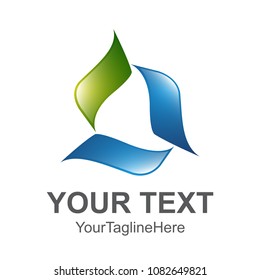 Circular wave logo template design in blue and green for business and company identity
