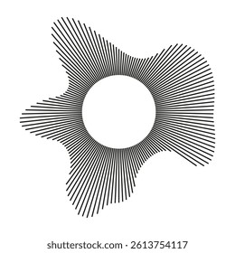 Circular wave, sound ring lines mockup. Radial frame layout. Wavy frame minimal pattern. Radial ray. Wavy design template. Equalizer logo radial spectrum. Voice flat symbol. Depicting audio music icon