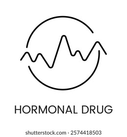 A circular waveform icon in vector, symbolizing hormonal rhythms or diagnostic tools, with an editable stroke.