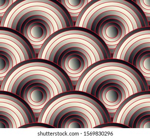 circular waves gradient seamless tile in silver red shades