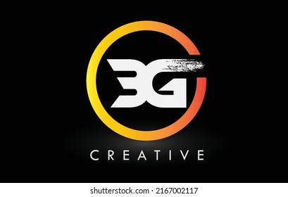 Circular White BG Brush Letter Logo Design with Black Circle. Creative Brushed Letters Icon Logo.