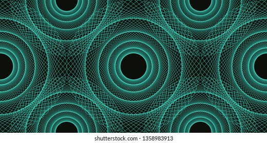 circular wired nets seamless pattern in black blue shades