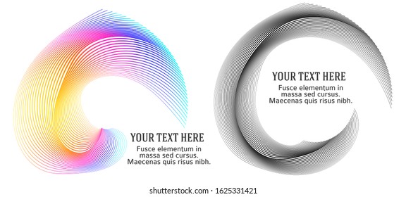 Circular Wireframe mesh logo element. Vector Illustration EPS10 digital background posters circles lines effect. Design pattern for promotion, business and marketing new product, cover page layout