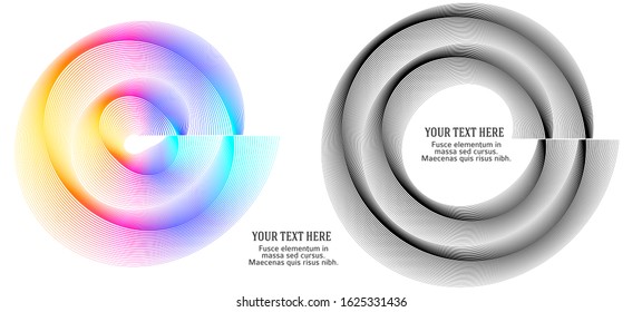 Circular Wireframe mesh logo element. Vector Illustration EPS10 digital background posters circles lines effect. Design pattern for promotion, business and marketing new product, cover page layout
