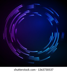 Circular Wireframe outline vector sign, linear pictogram. Design elements. Vector Illustration EPS10 digital background posters circles lines effect on dark background. Pattern digital party flyer