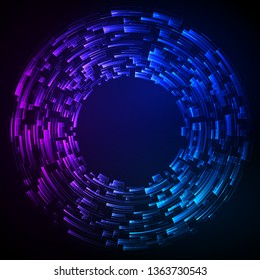 Circular Wireframe outline vector sign, linear pictogram. Design elements. Vector Illustration EPS10 digital background posters circles lines effect on dark background. Pattern digital party flyer
