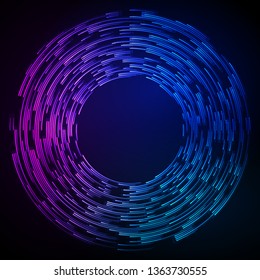 Circular Wireframe outline vector sign, linear pictogram. Design elements. Vector Illustration EPS10 digital background posters circles lines effect on dark background. Pattern digital party flyer