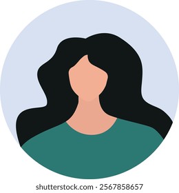 Circular Woman Avatar with Flowing Hair Vector