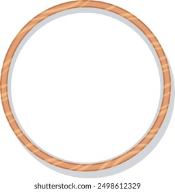 A circular wooden frame with a light brown wood grain texture is shown. The frame has a white inner edge and a drop shadow, giving it a three-dimensional appearance.