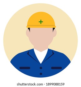 Circular Worker Avatar Icon Illustration (upper Body) | Blue Collar Worker, Construction Worker	