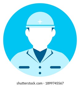 Circular Worker Avatar Icon Illustration (upper Body)  | Blue Collar Worker, Construction Worker	