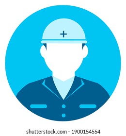 Circular Worker Avatar Icon Illustration (upper Body) | Blue Collar Worker, Construction Worker	