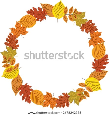 Circular Wreath with Assorted Autumn Leaves