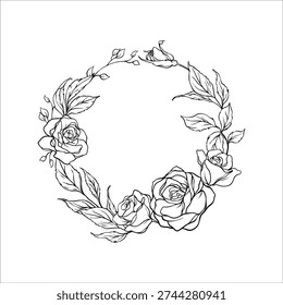 Corona circular compuesta rosas