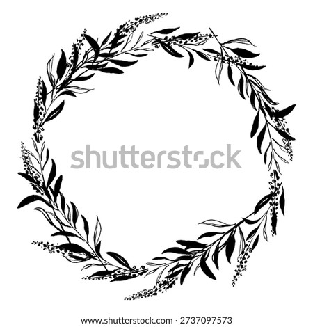 Circular Wreath Made of Fresh Purple Sage Flowers Art