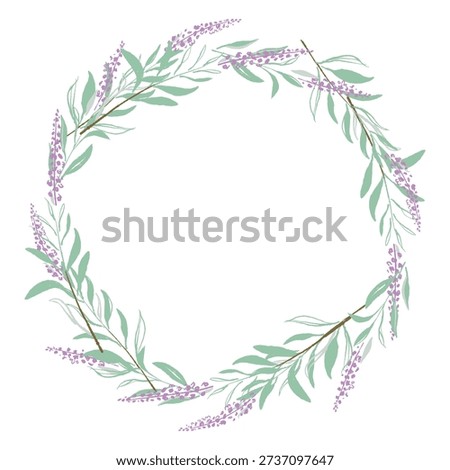Circular Wreath Made of Fresh Purple Sage Flowers Art