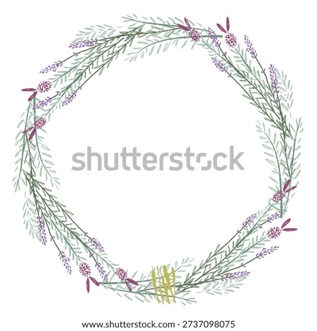 Circular Wreath Made of Fresh Purple Lavender Flowers