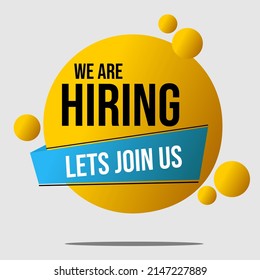 circular yellow banner with the text we are hiring. design for member recruitment promotion