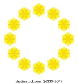 circular yellow flower frame design vector on white background