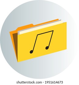 Circular yellow music folder icon vector design