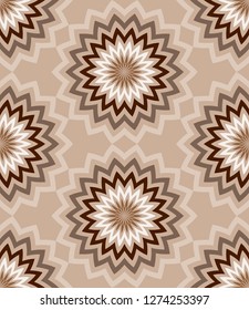 Circular zigzag lines flowers with a beautiful patterned striped petals pattern. Seamless floral vector background. Natural pattern, marine theme