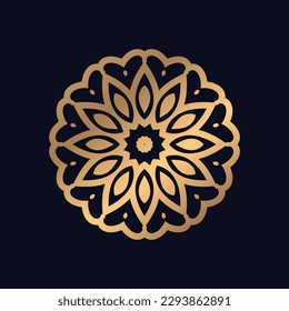 Circululated Flower Pattern mandala golden mit schwarzem Hintergrund elegantes Design