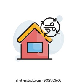Circulating air vector outline filled icon style illustration. EPS 10 file symbol