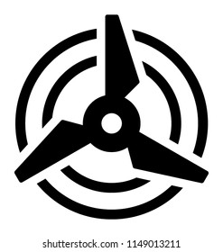 
Circulating fan with three feather, denoting turbine icon
