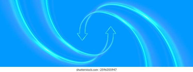 Circulation arrows in motion. Two arrows go round. Exchange and money transfer. Vector illustration. 