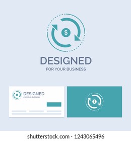 Circulation, finance, flow, market, money Business Logo Glyph Icon Symbol for your business. Turquoise Business Cards with Brand logo template.