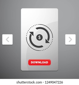 Circulation, finance, flow, market, money Glyph Icon in Carousal Pagination Slider Design & Red Download Button