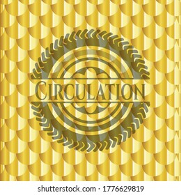 Circulation gold badge. Scales pattern. Vector Illustration. Detailed. 