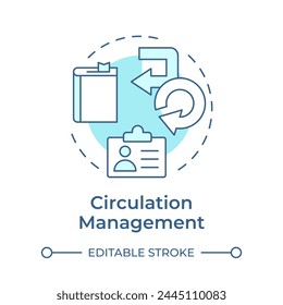 Circulation management soft blue concept icon. Library resources, user service. Literature accessibility. Round shape line illustration. Abstract idea. Graphic design. Easy to use in infographic