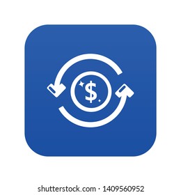 Circulation money icon blue vector isolated on white background